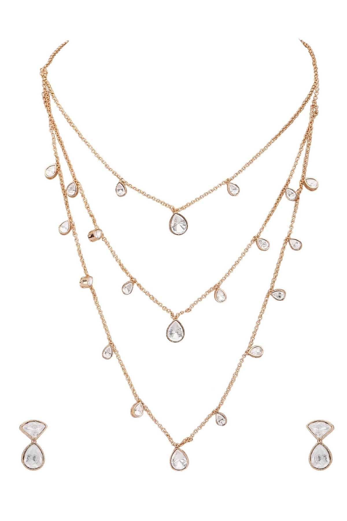 Stone Embellished Layered Necklace Set 