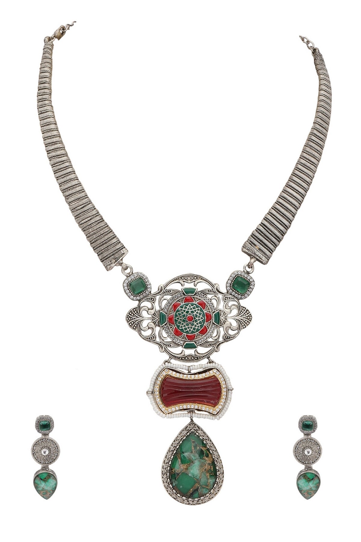 Tribal Pendant Necklace Set 