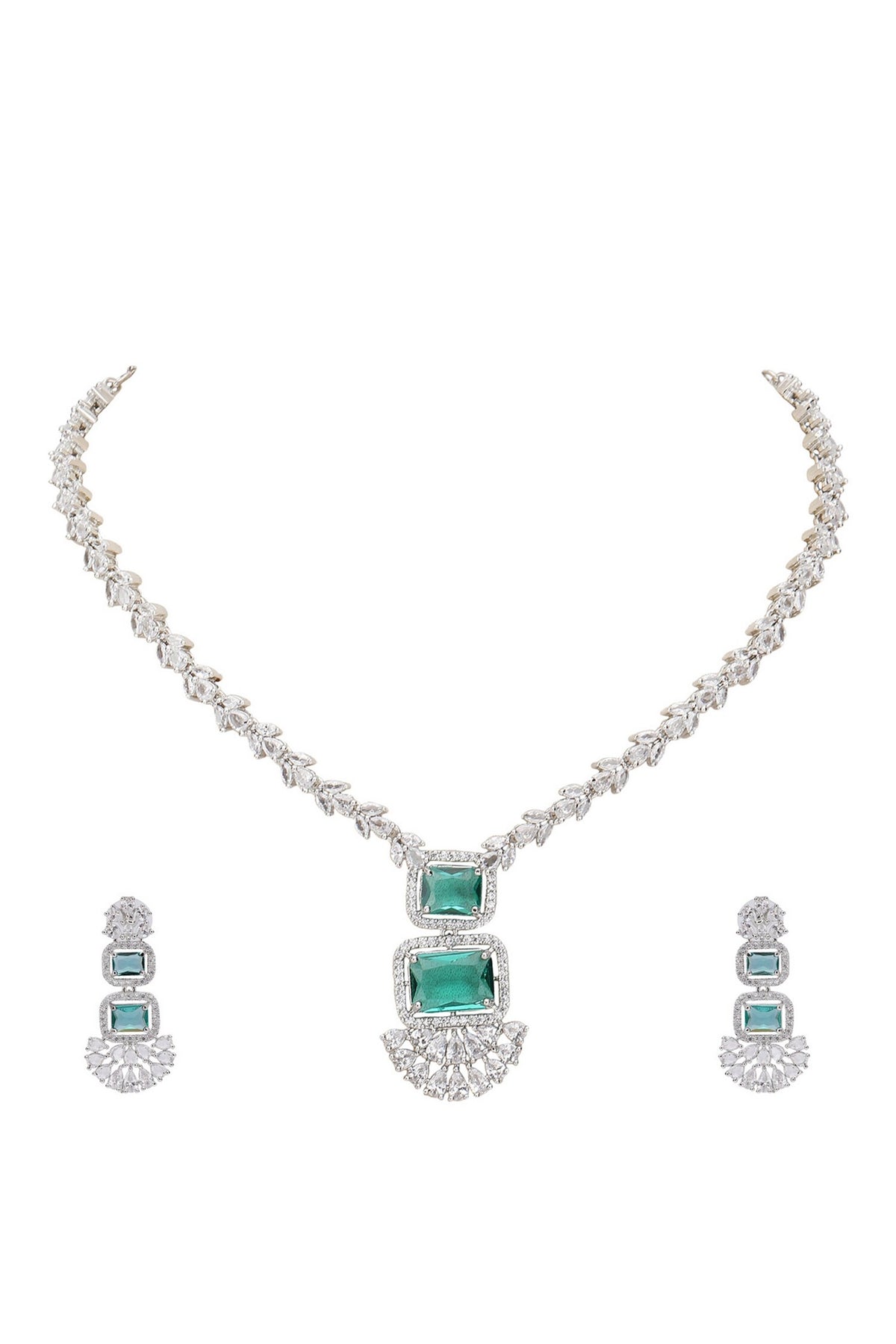 Crystal Embellished Pendant Necklace Set 