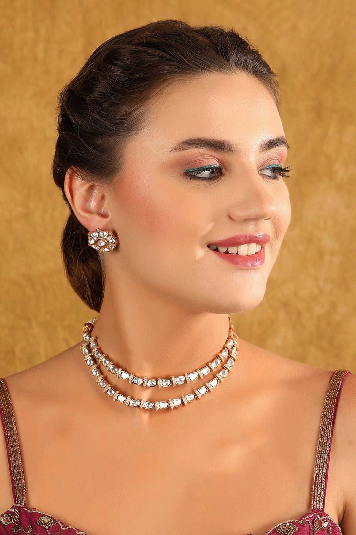 Polki Embellished Layered Choker Set 