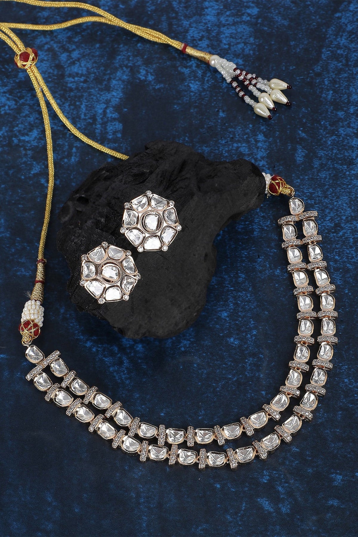 Polki Embellished Layered Choker Set 