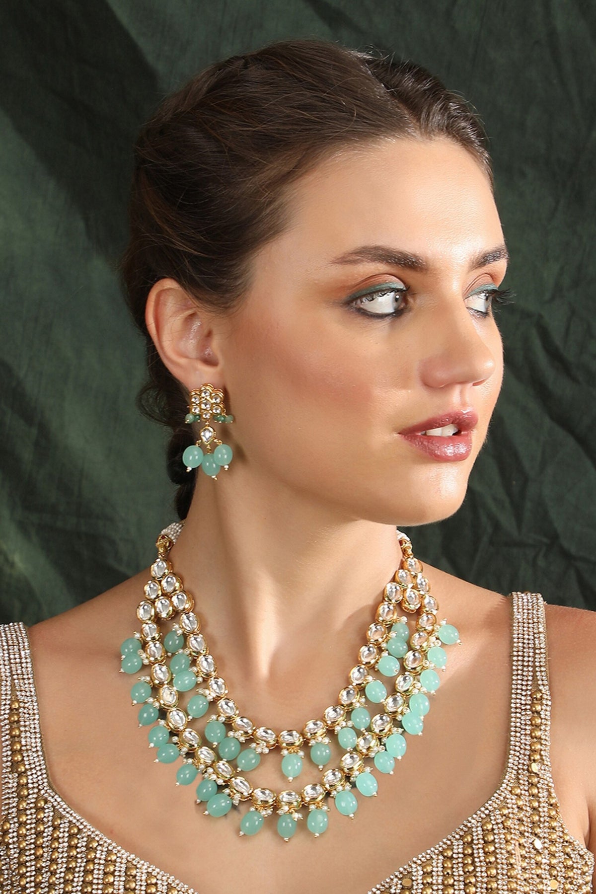 Crystal Embellished Layered Necklace Set 