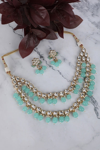 Crystal Embellished Layered Necklace Set 