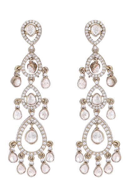 Clear Crystal Studded Drop Earrings 