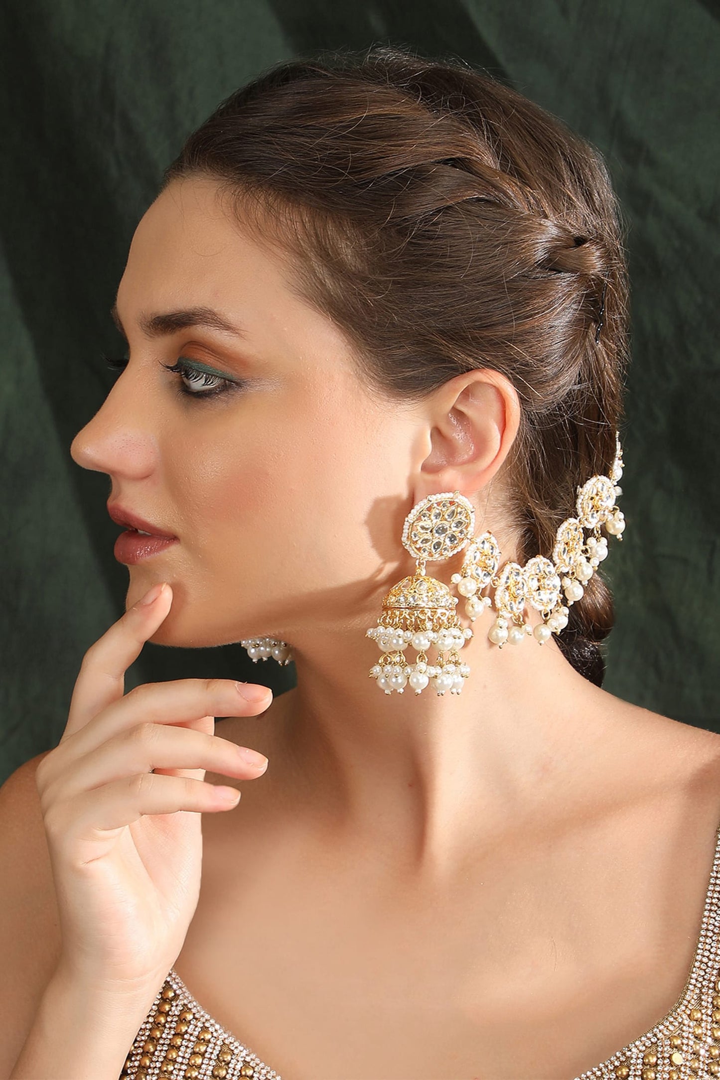 Clear Crystal Studded Jhumkas 