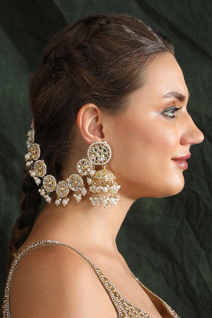 Clear Crystal Studded Jhumkas 