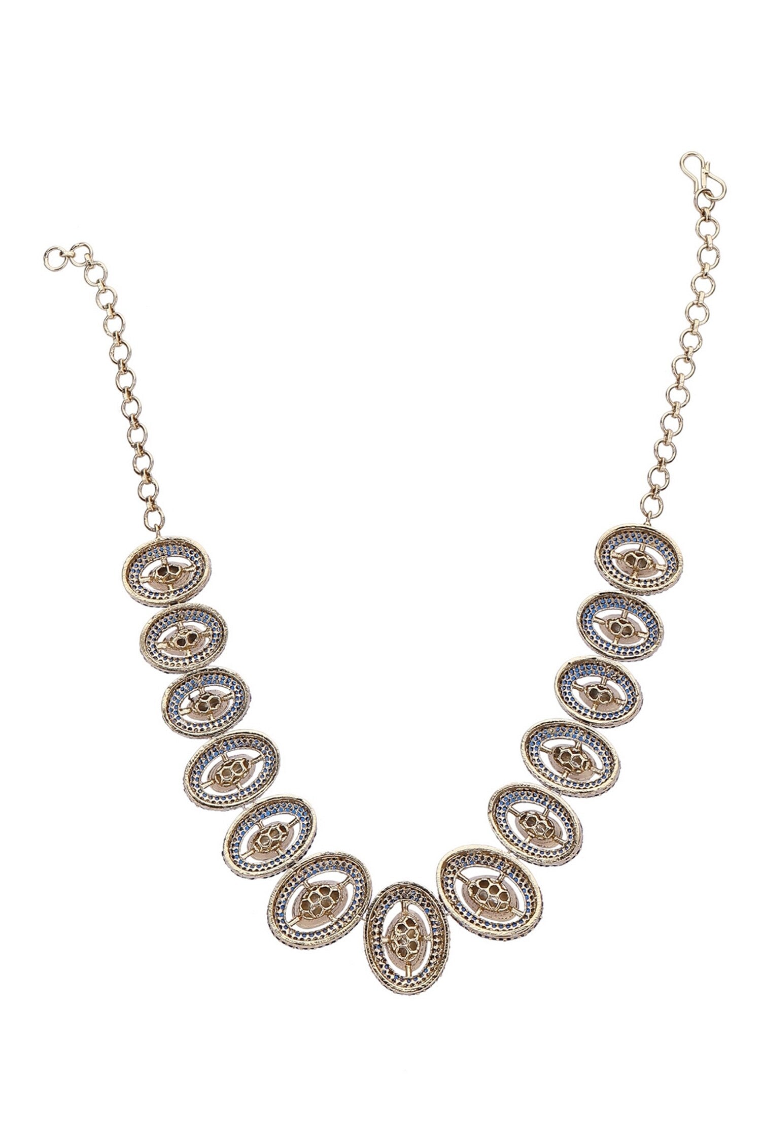 Stone Embellished Oval Necklace Set 