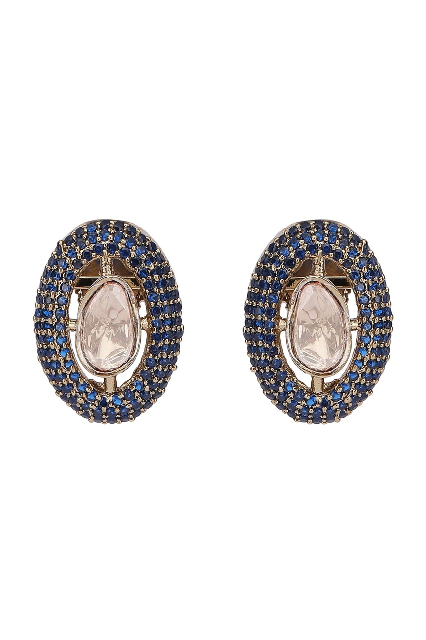 Stone Embellished Oval Necklace Set 