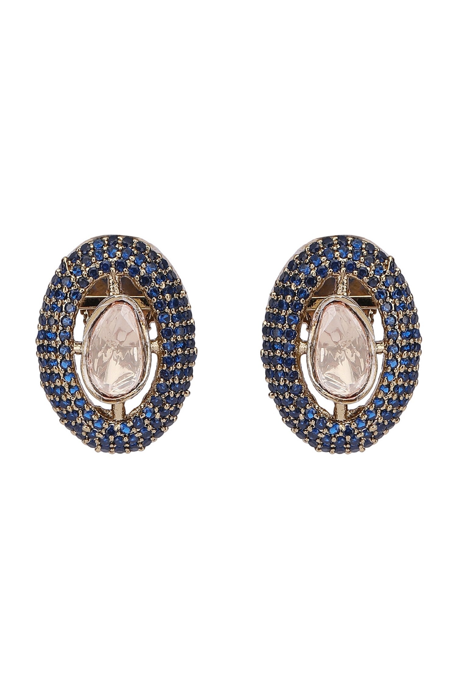 Stone Embellished Oval Necklace Set 