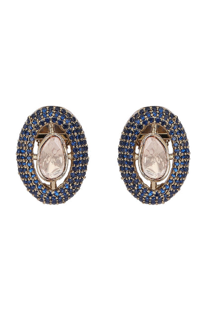 Stone Embellished Oval Necklace Set 