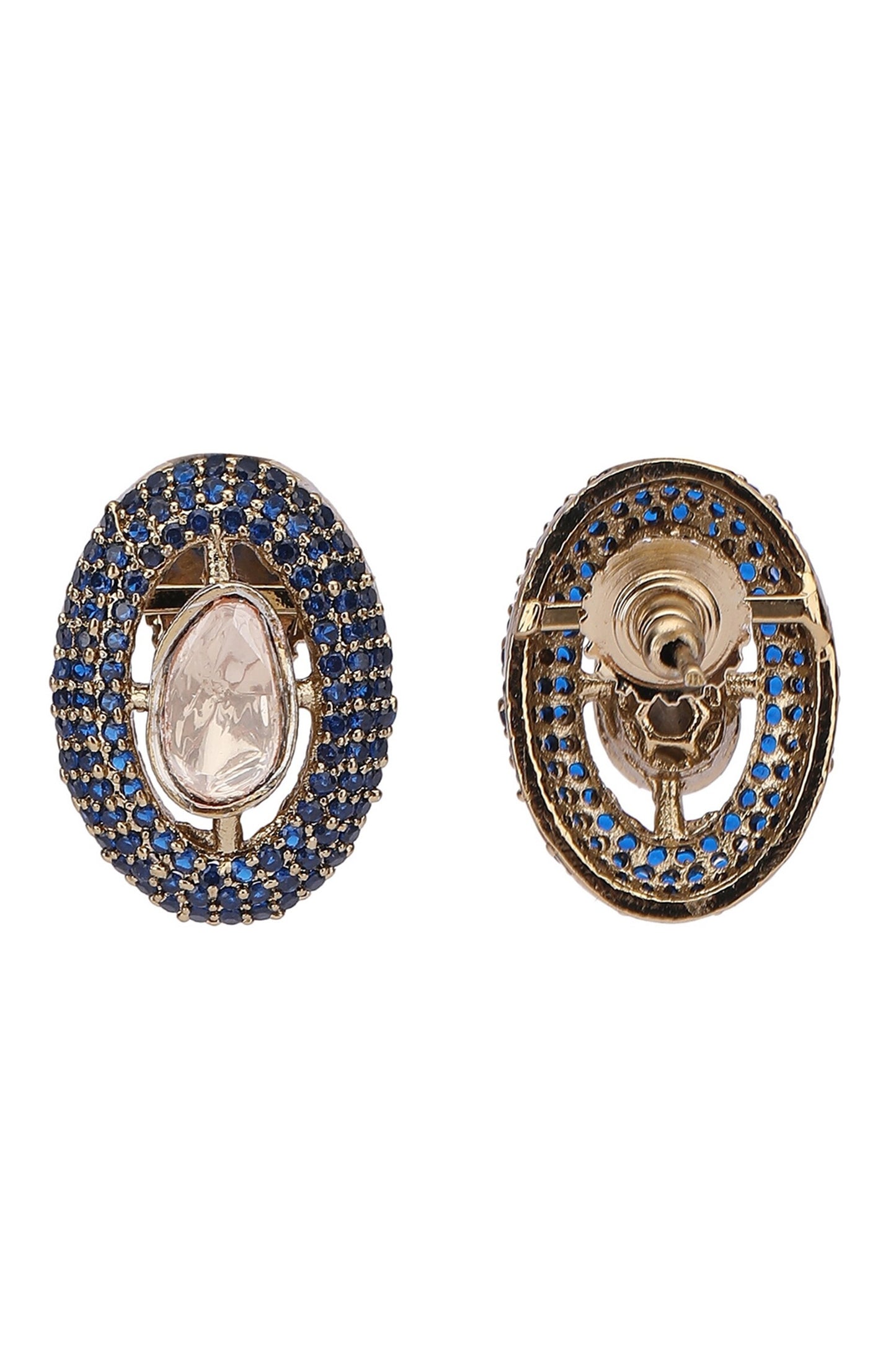Stone Embellished Oval Necklace Set 