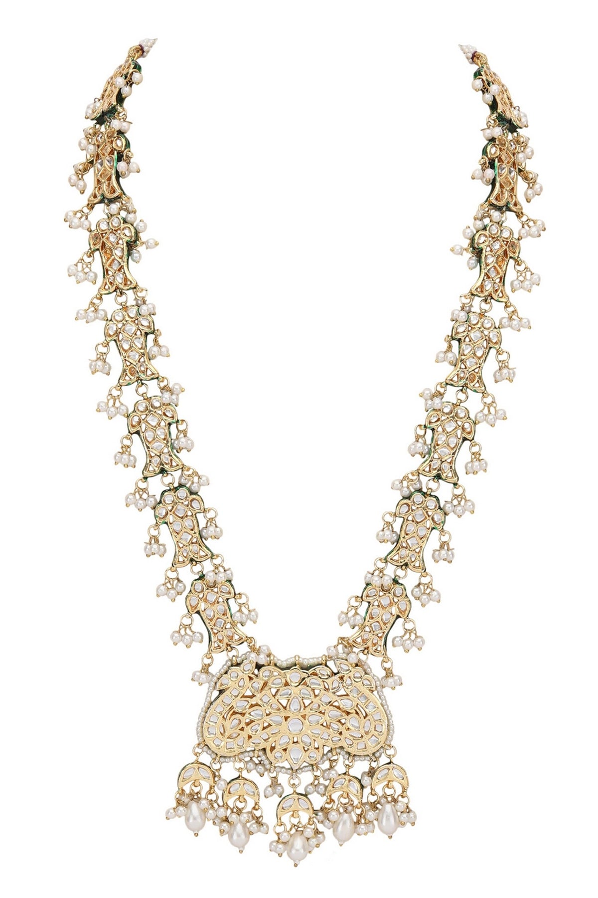 Crystal Studded Fish Pattern Long Necklace Set 