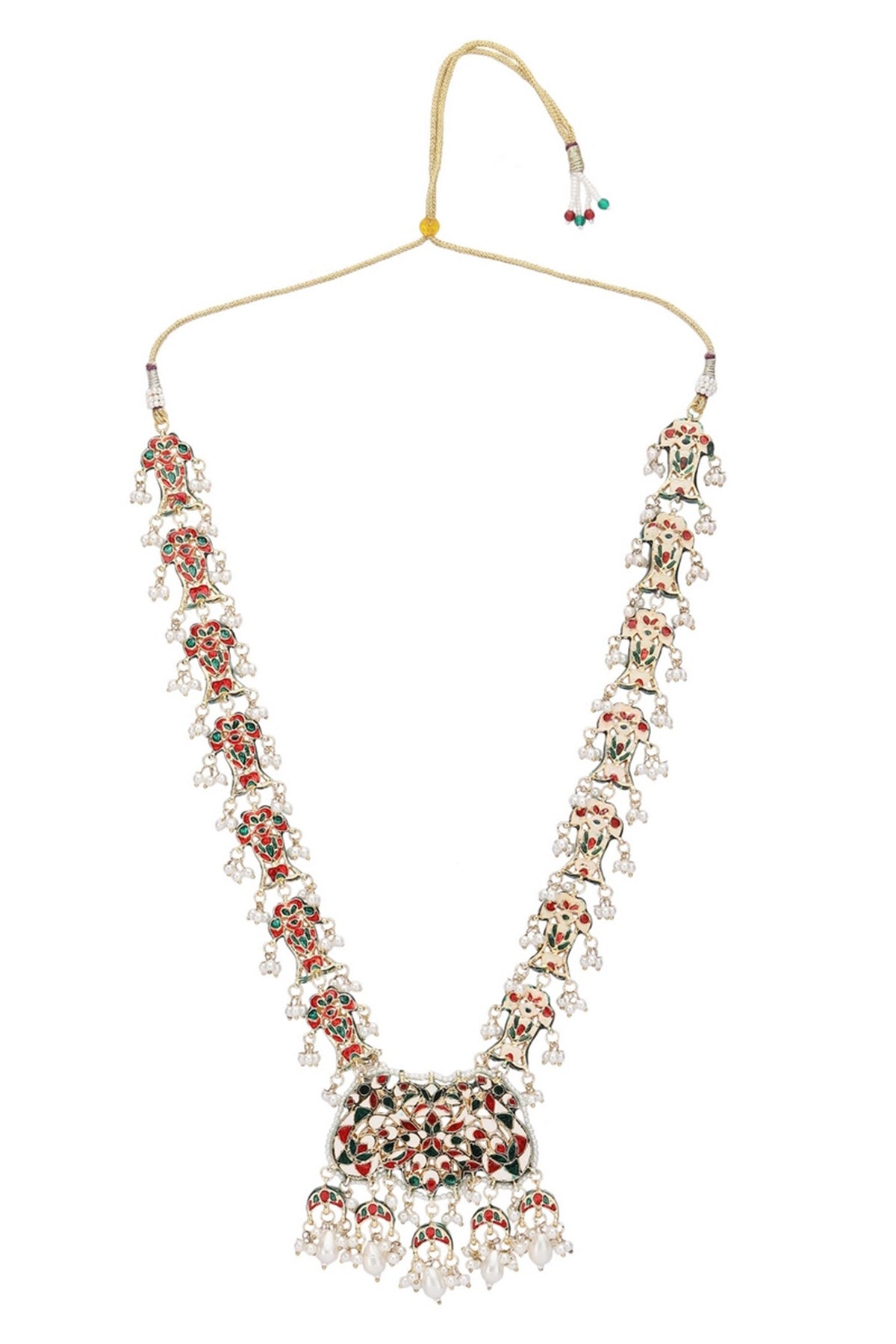 Crystal Studded Fish Pattern Long Necklace Set 
