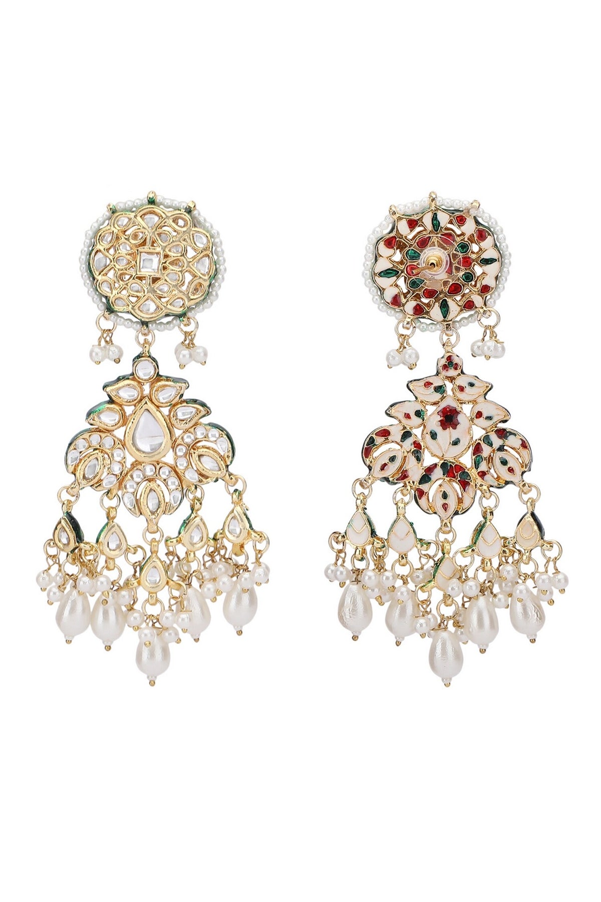 Crystal Studded Fish Pattern Long Necklace Set 