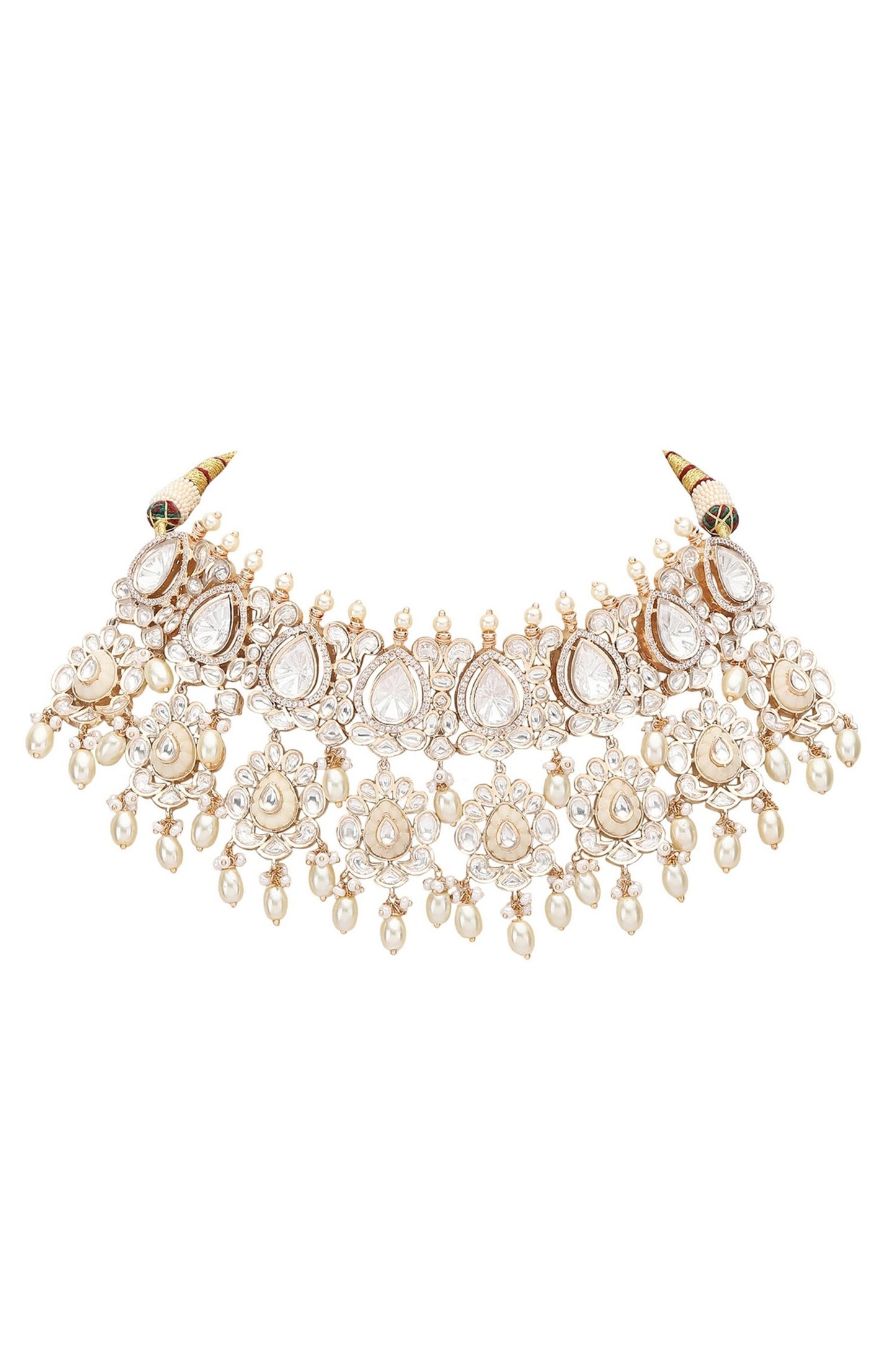 Crystal Studded Drop Pattern Choker Set 