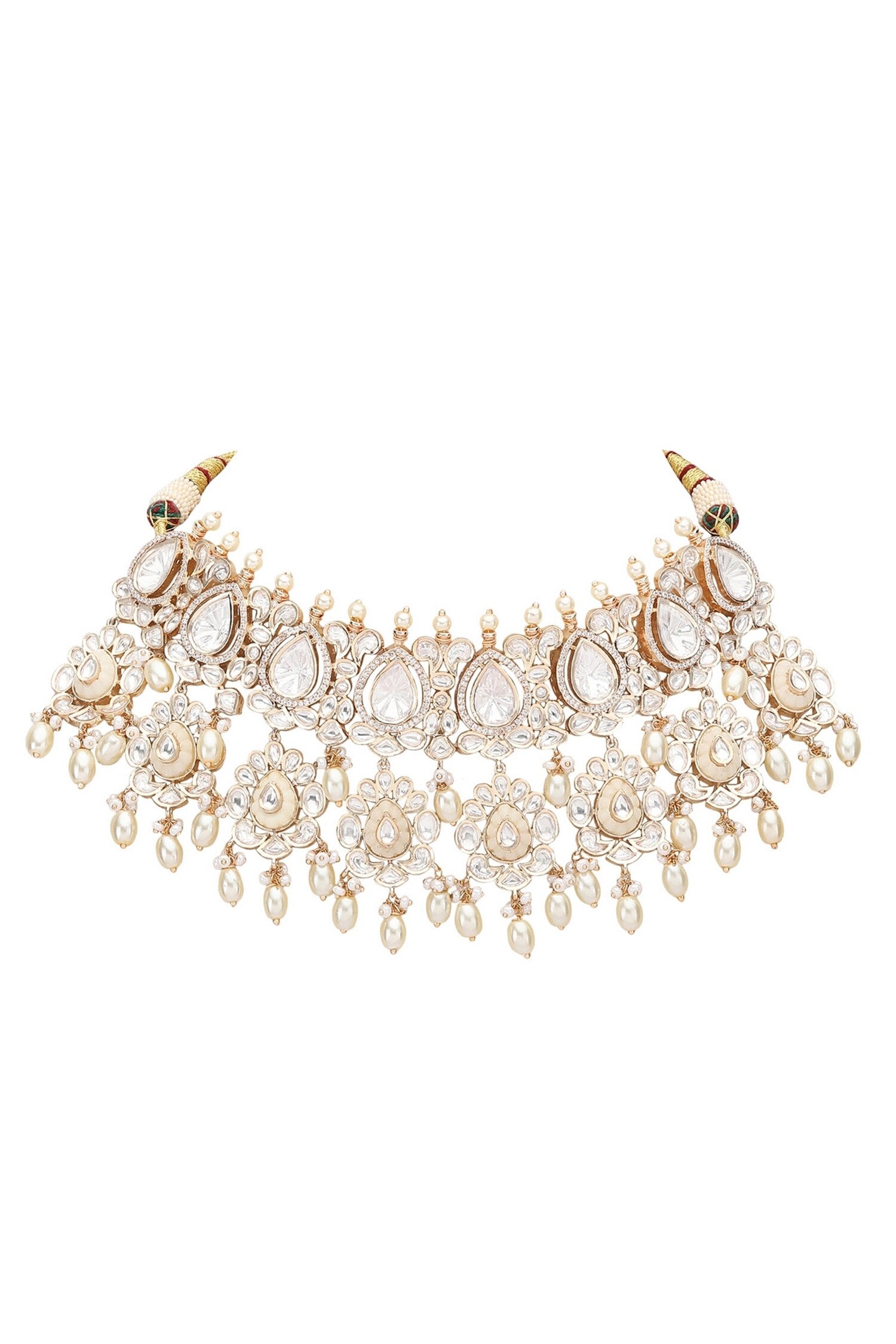 Crystal Studded Drop Pattern Choker Set 