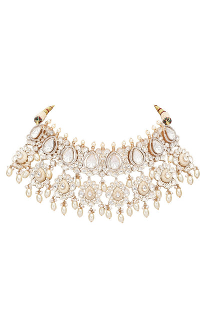 Crystal Studded Drop Pattern Choker Set 