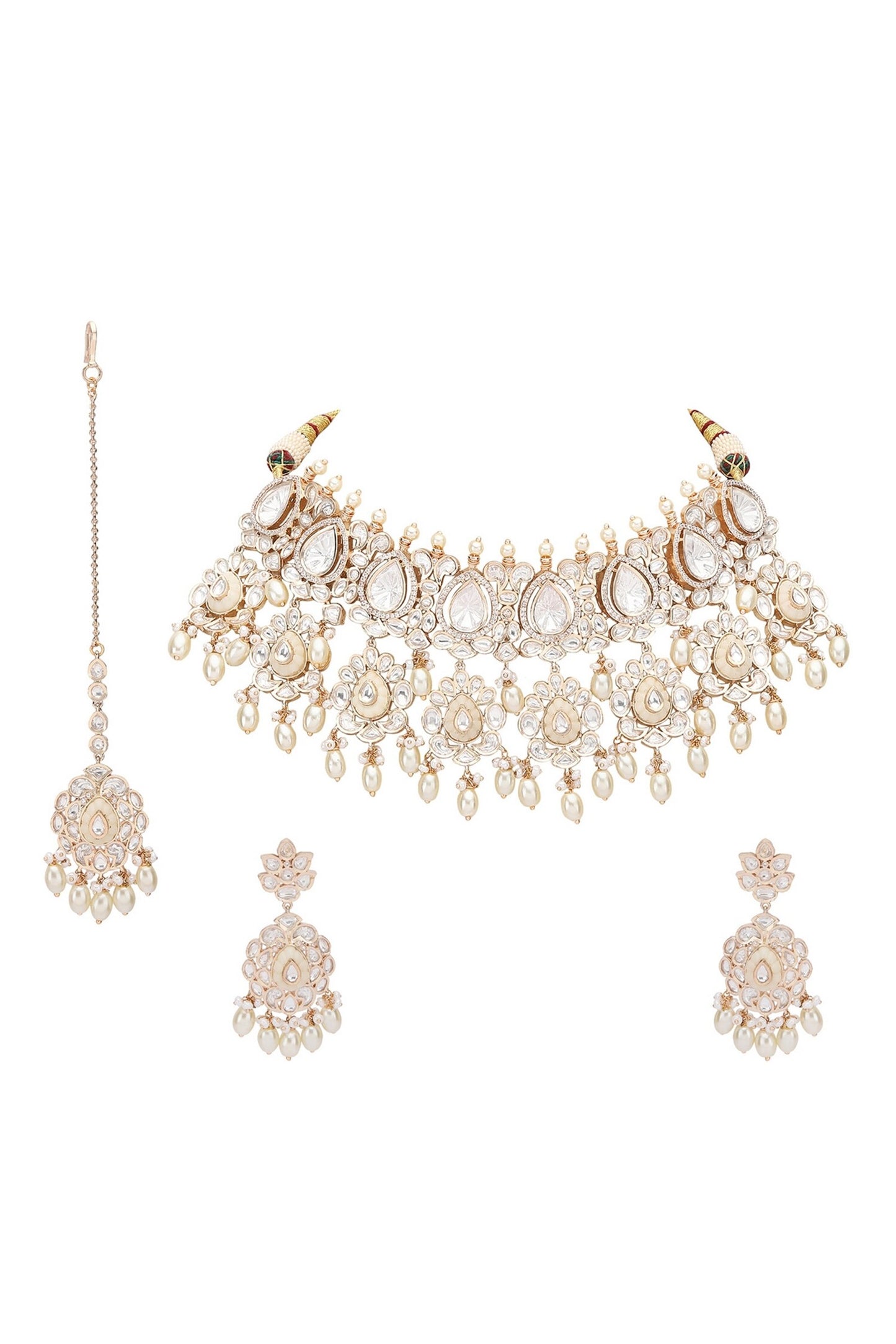 Crystal Studded Drop Pattern Choker Set 
