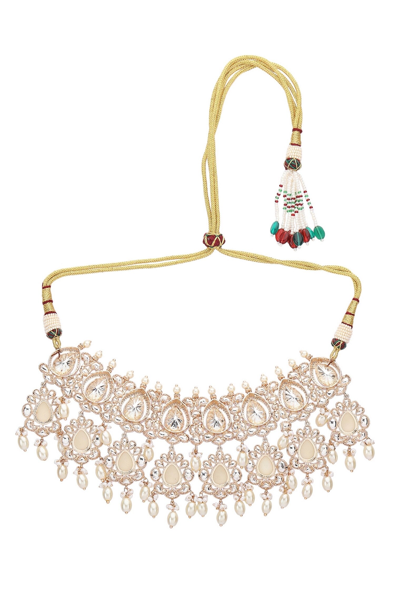 Crystal Studded Drop Pattern Choker Set 