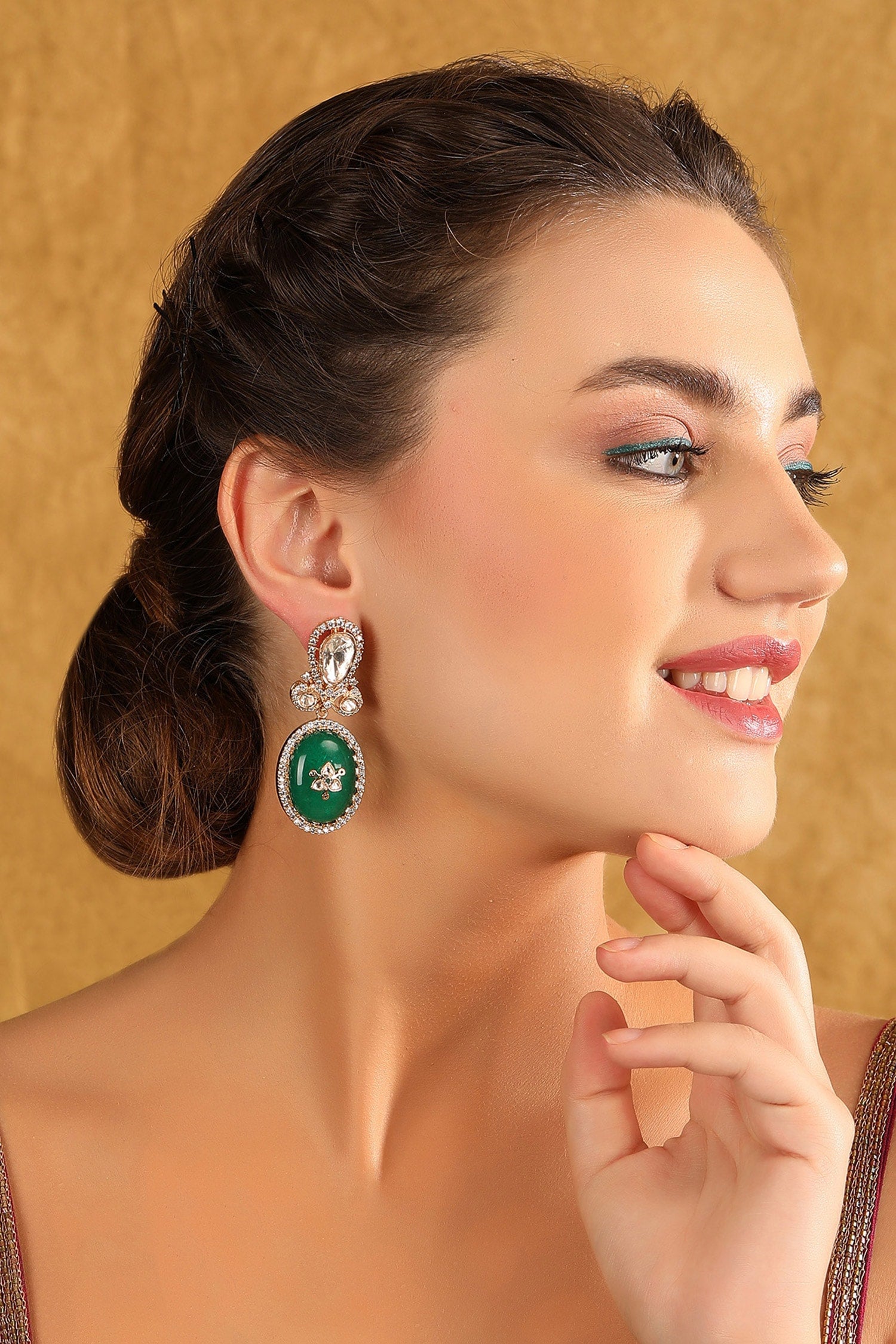 Stone Studded Drop Earrings 