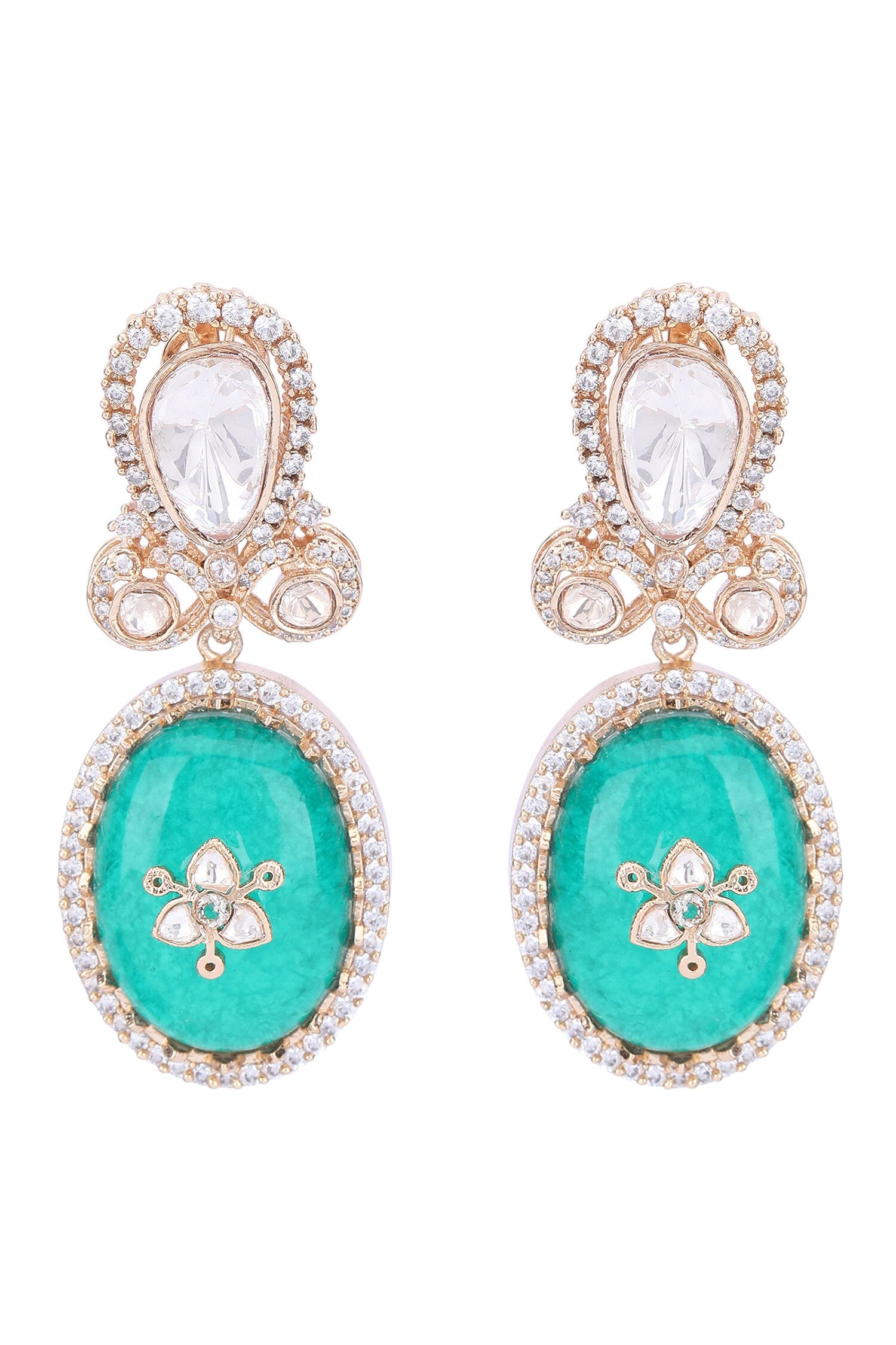 Stone Studded Drop Earrings 