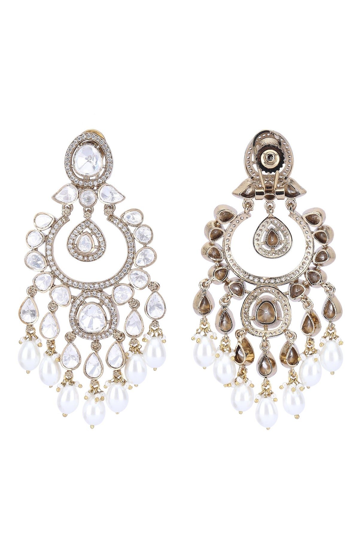 Crystal Studded Pearl Drop Chandbalis 