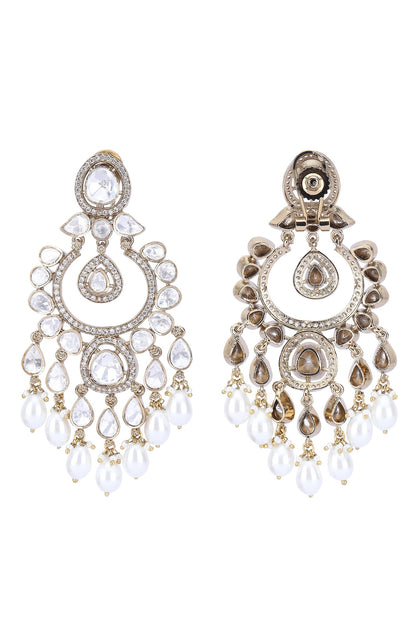 Crystal Studded Pearl Drop Chandbalis 