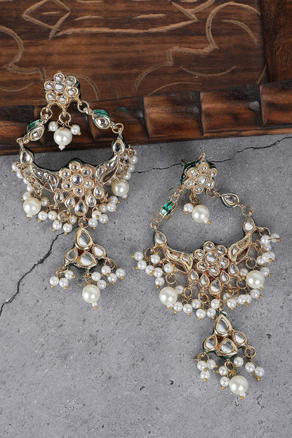 Crystal Studded Floral Drop Chandbalis 