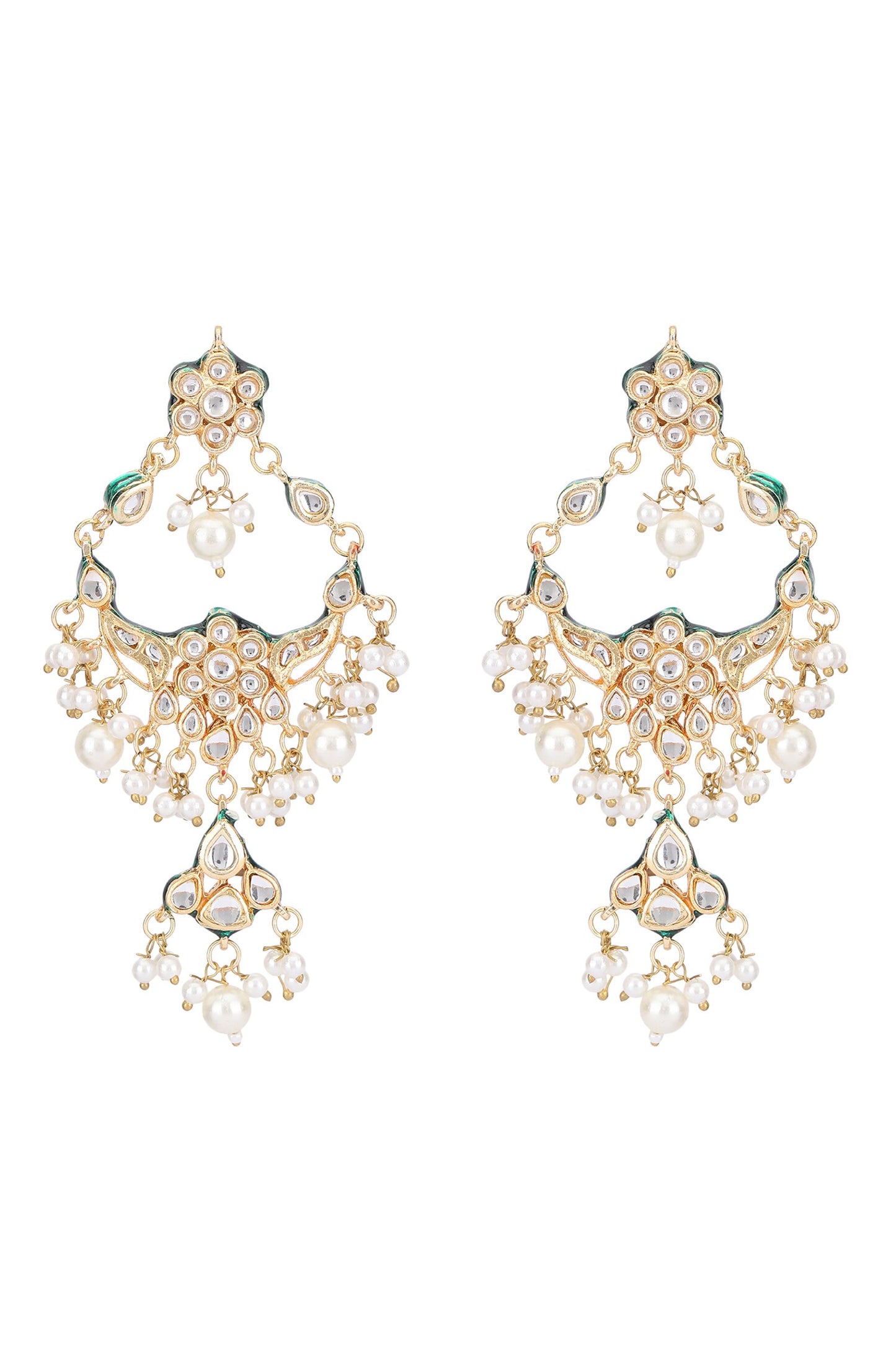 Crystal Studded Floral Drop Chandbalis 