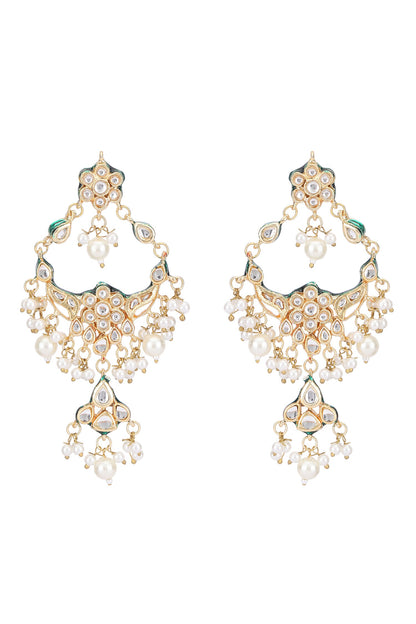 Crystal Studded Floral Drop Chandbalis 
