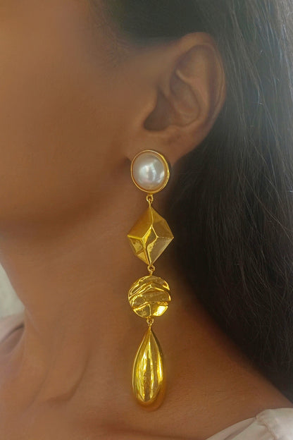 Pearl Embellished Dangler Earrings 