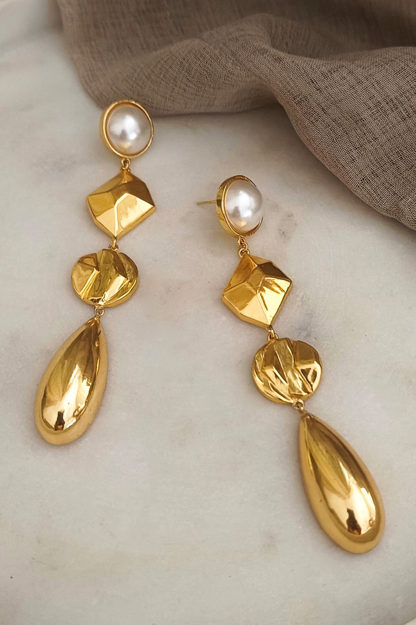 Pearl Embellished Dangler Earrings 