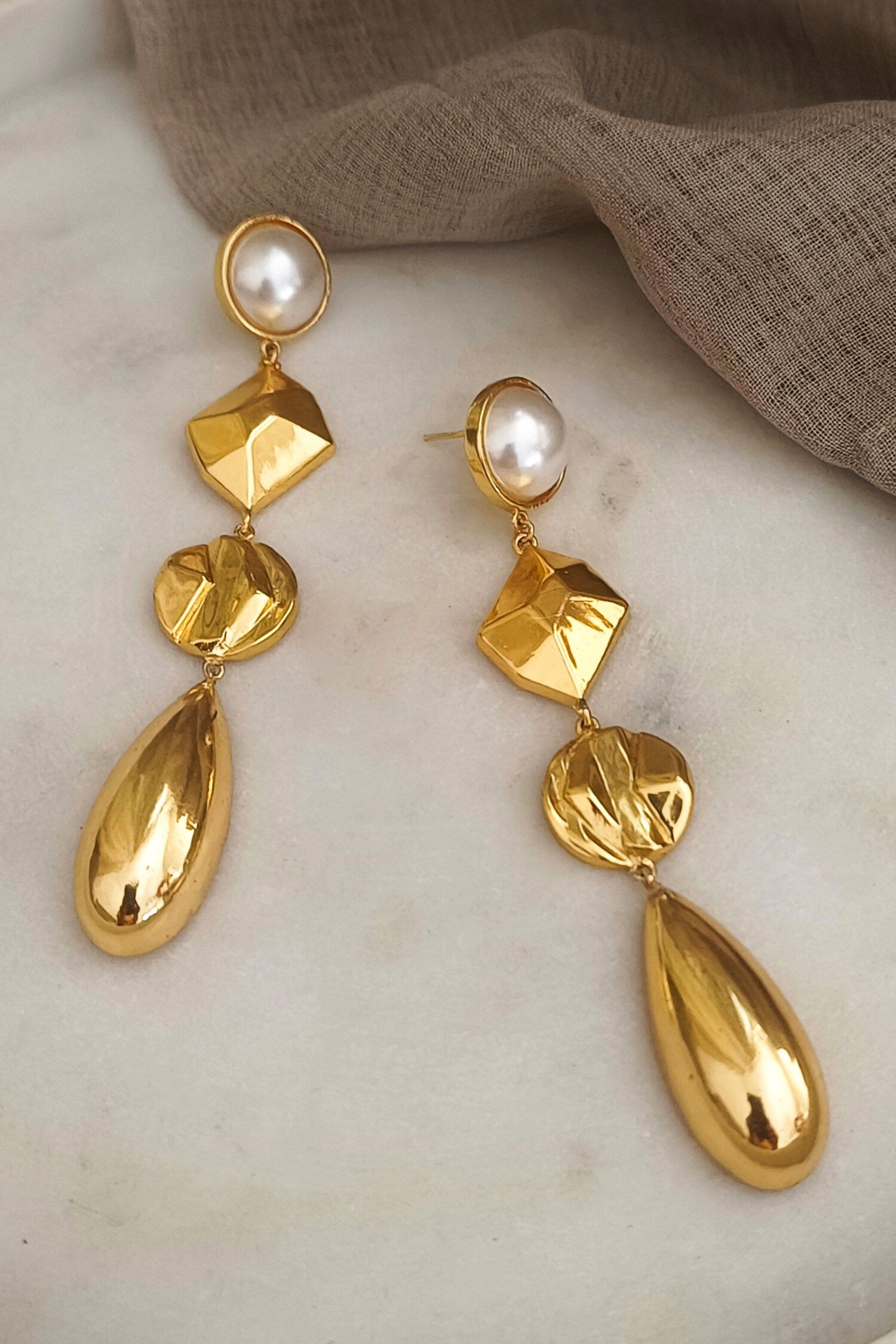 Pearl Embellished Dangler Earrings 