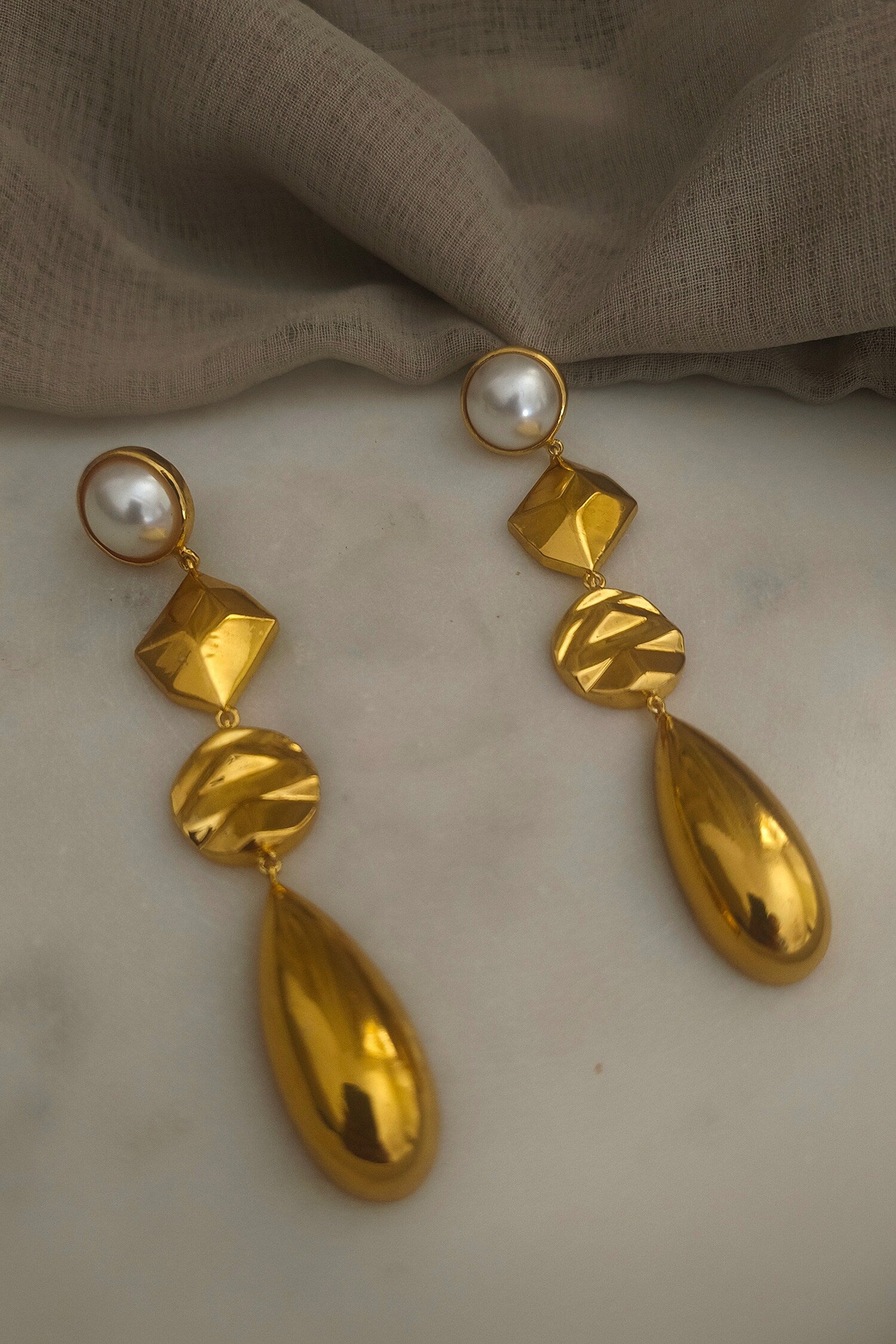 Pearl Embellished Dangler Earrings 