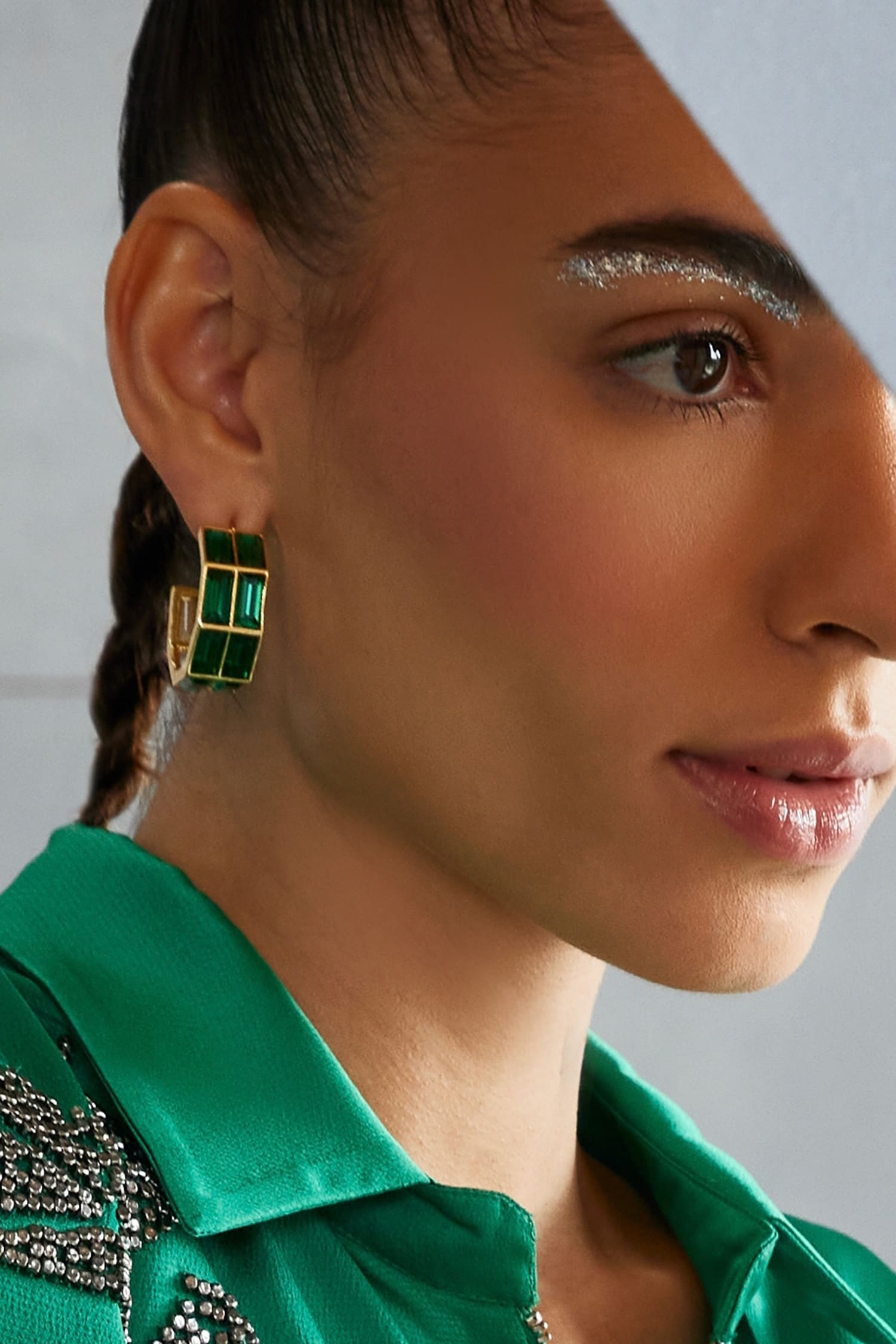 Baguette Crystal Embellished Hoops 