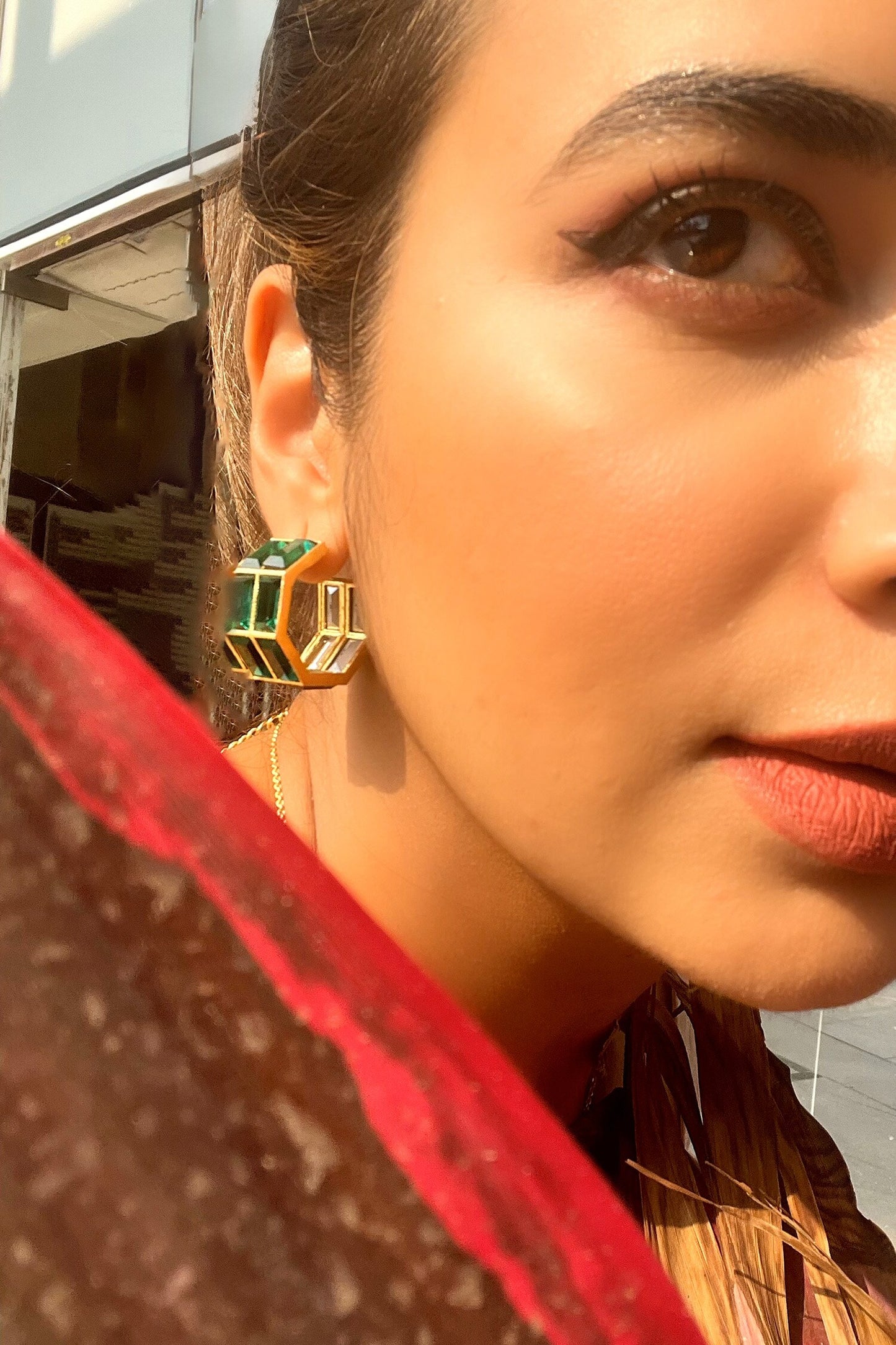 Baguette Crystal Embellished Hoops 