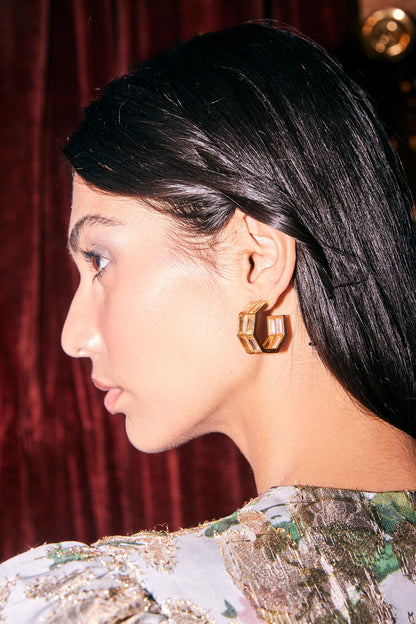 Chandelier Baguette Crystal Embellished Hoops 