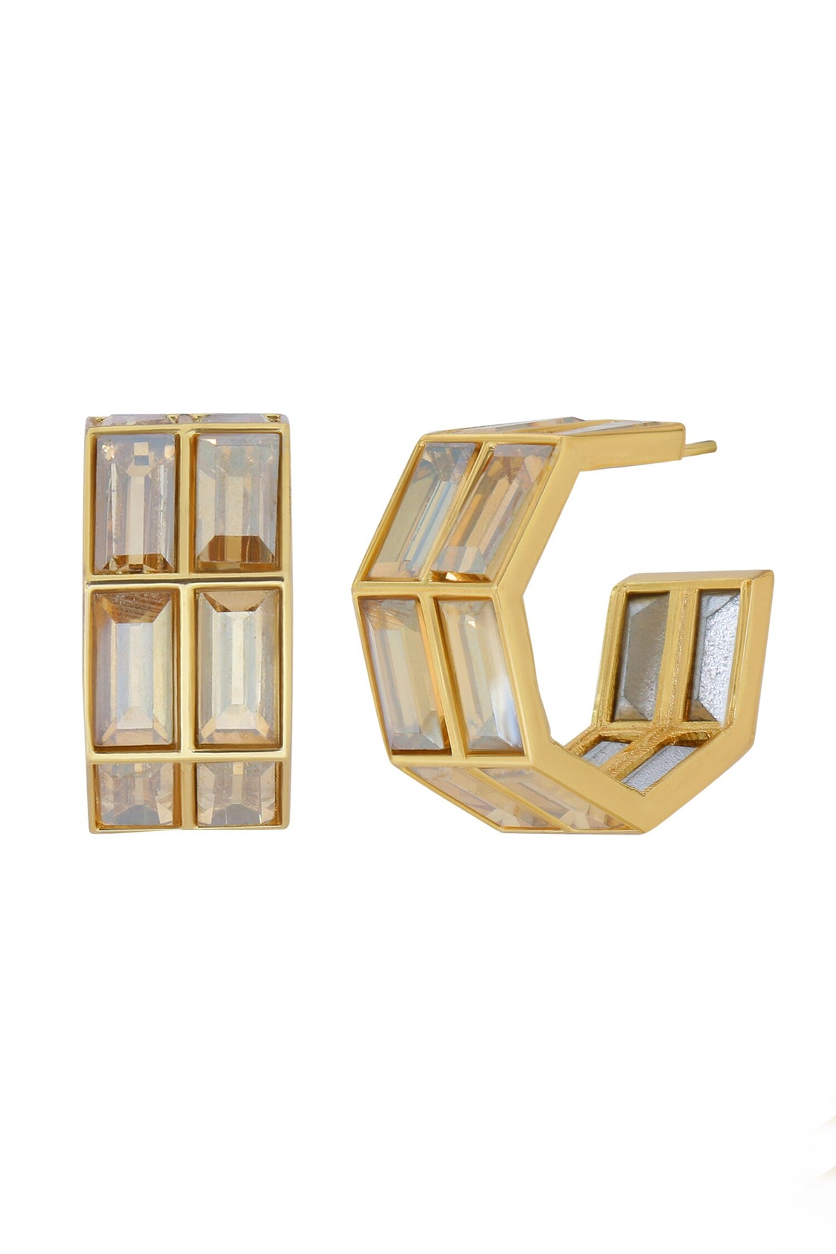 Chandelier Baguette Crystal Embellished Hoops 