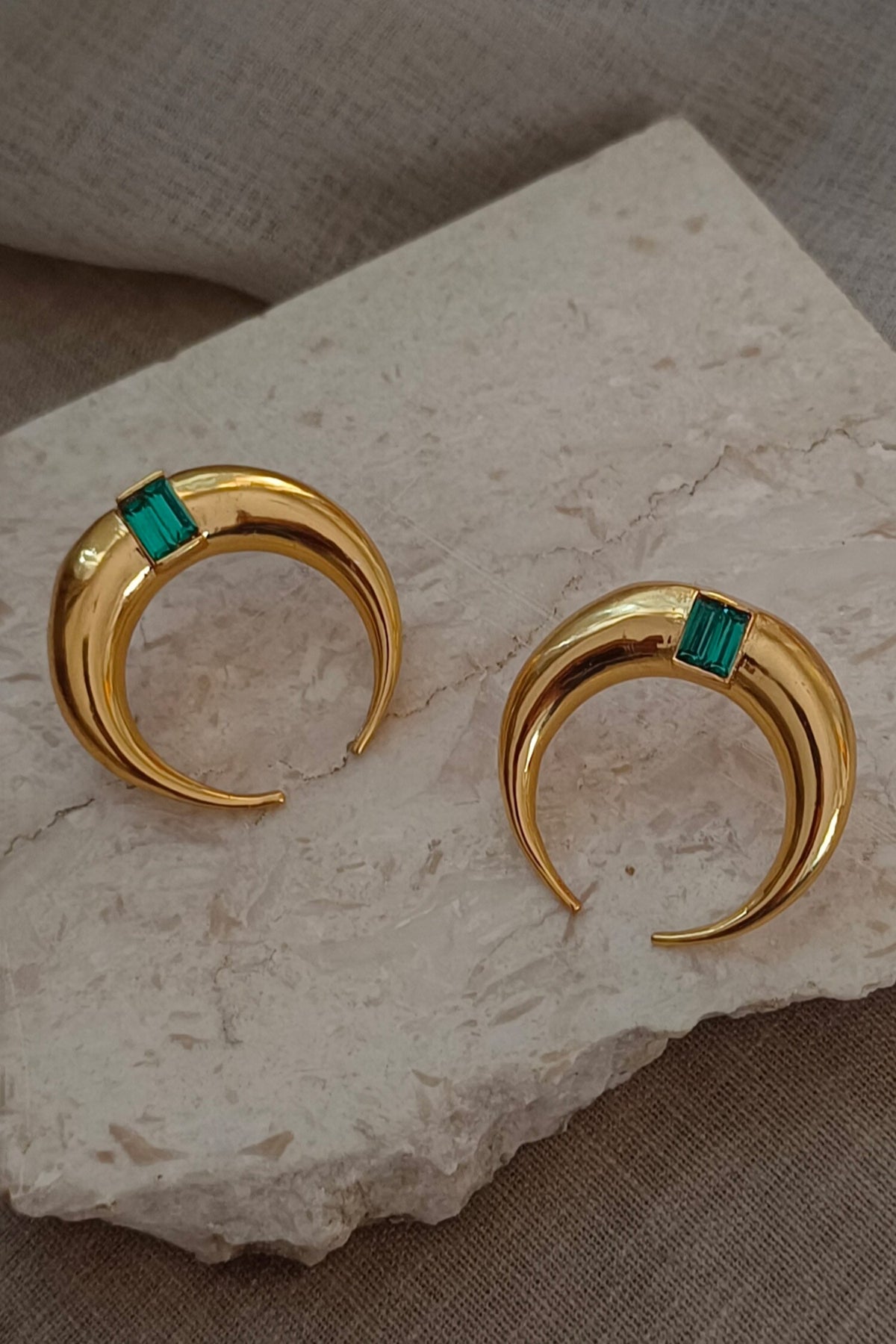Copa Moon Shaped Stone Embellished Studs 
