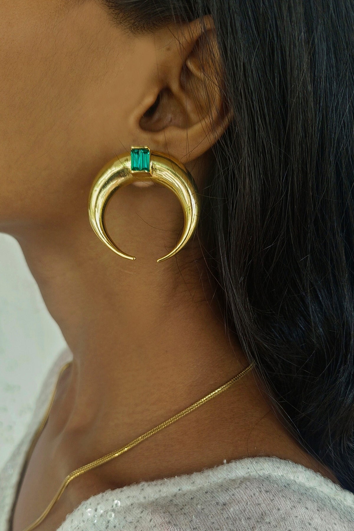 Copa Moon Shaped Stone Embellished Studs 