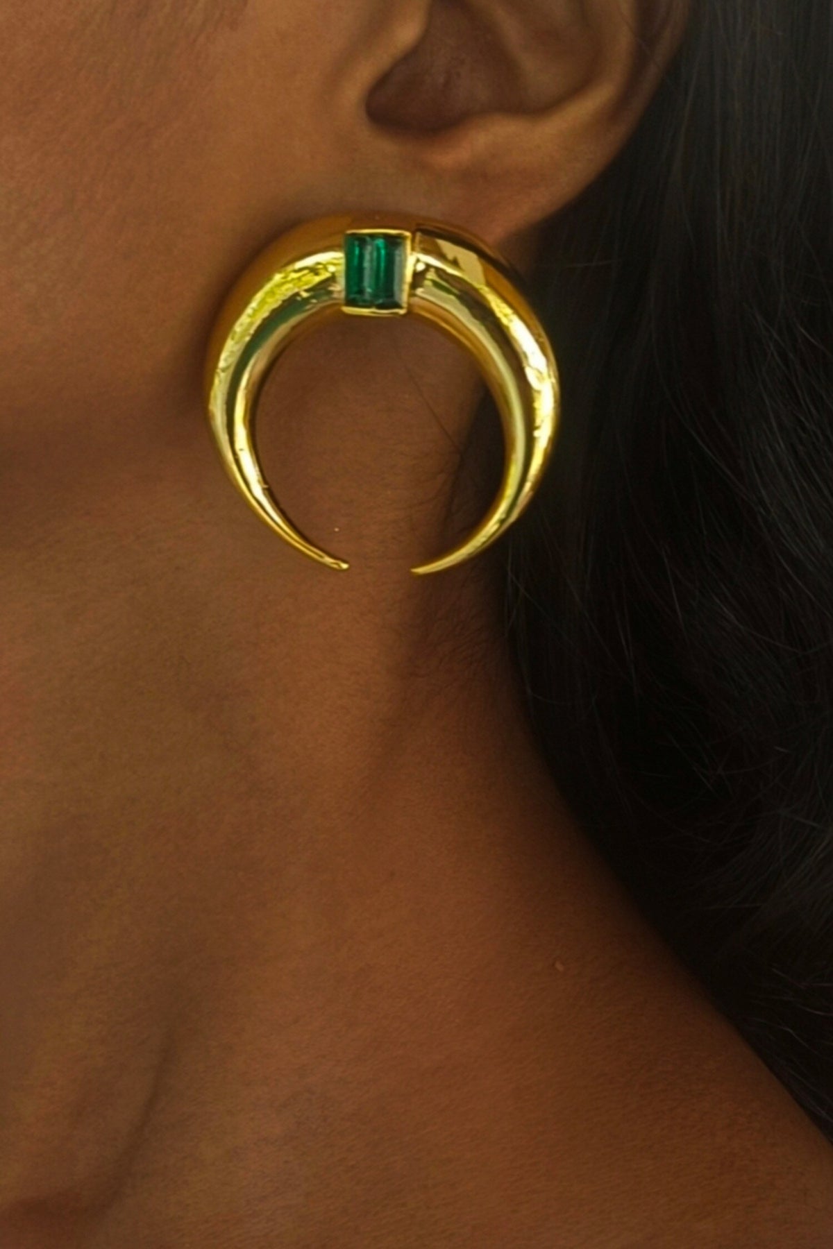 Copa Moon Shaped Stone Embellished Studs 