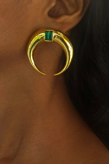 Copa Moon Shaped Stone Embellished Studs 