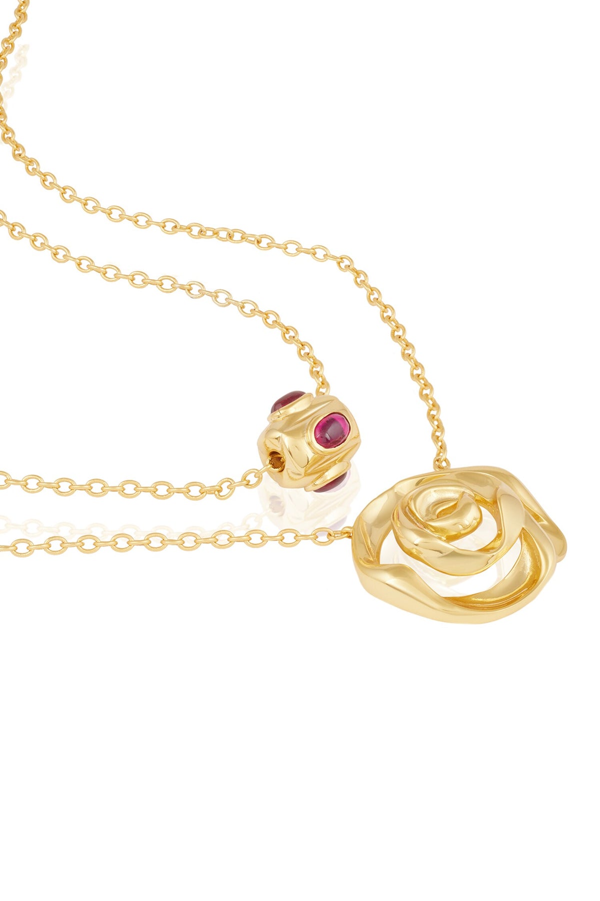 Double Rose Layered Necklace - Set of 2 
