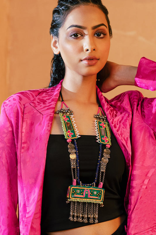 Chhattakbaari Embroidered Pendant Necklace 