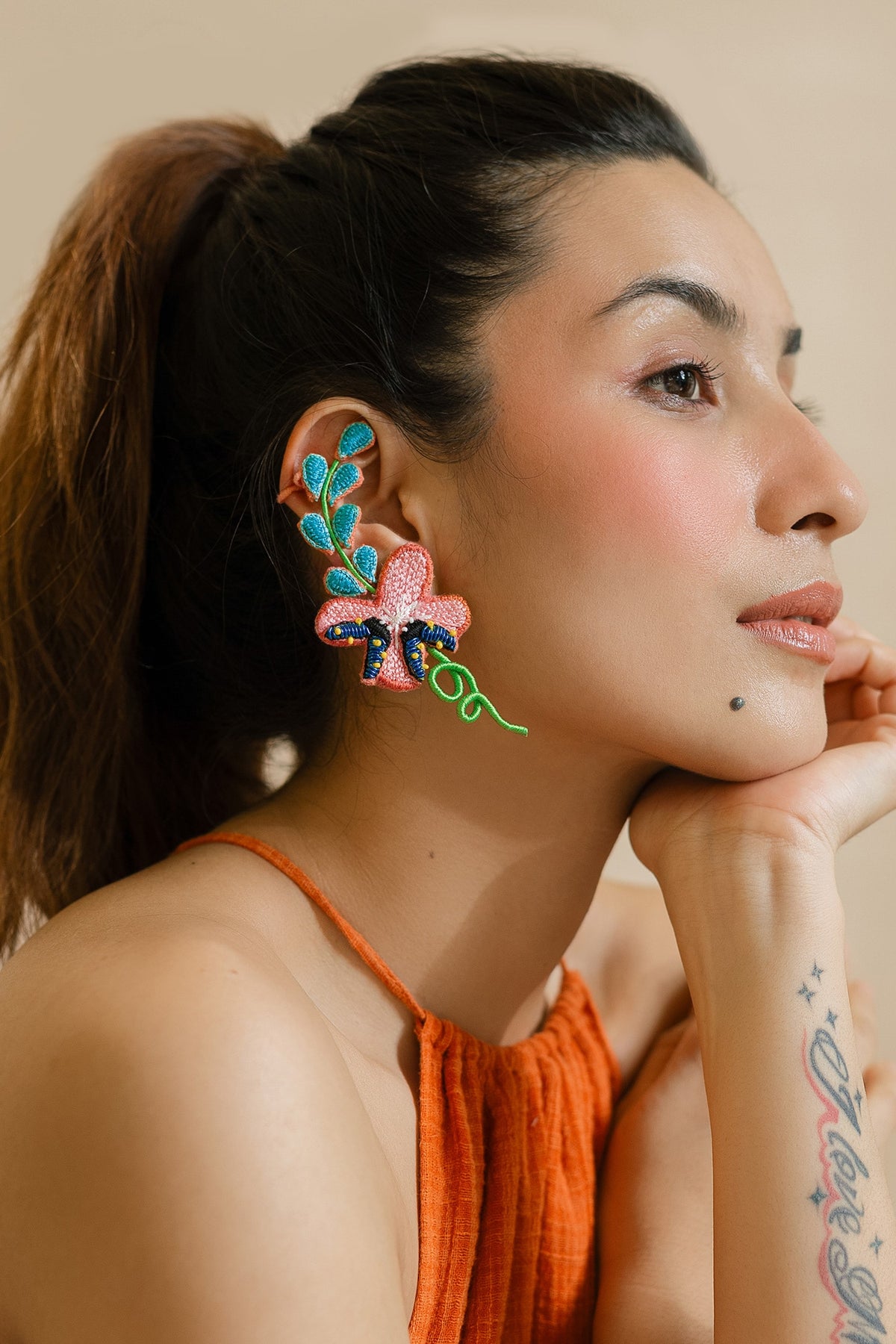 Tahiti Embroidered Ear Cuffs 