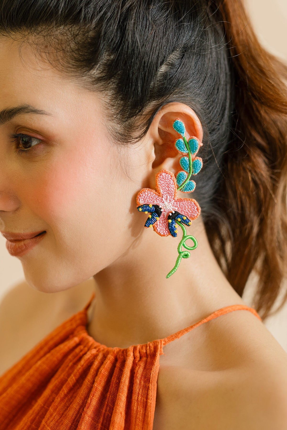 Tahiti Embroidered Ear Cuffs 