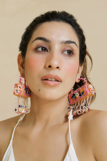 Maldives Cuboid Embroidered Earrings 