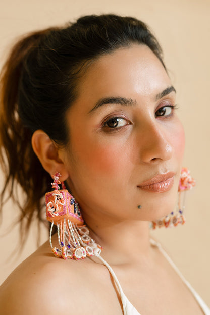 Maldives Cuboid Embroidered Earrings 
