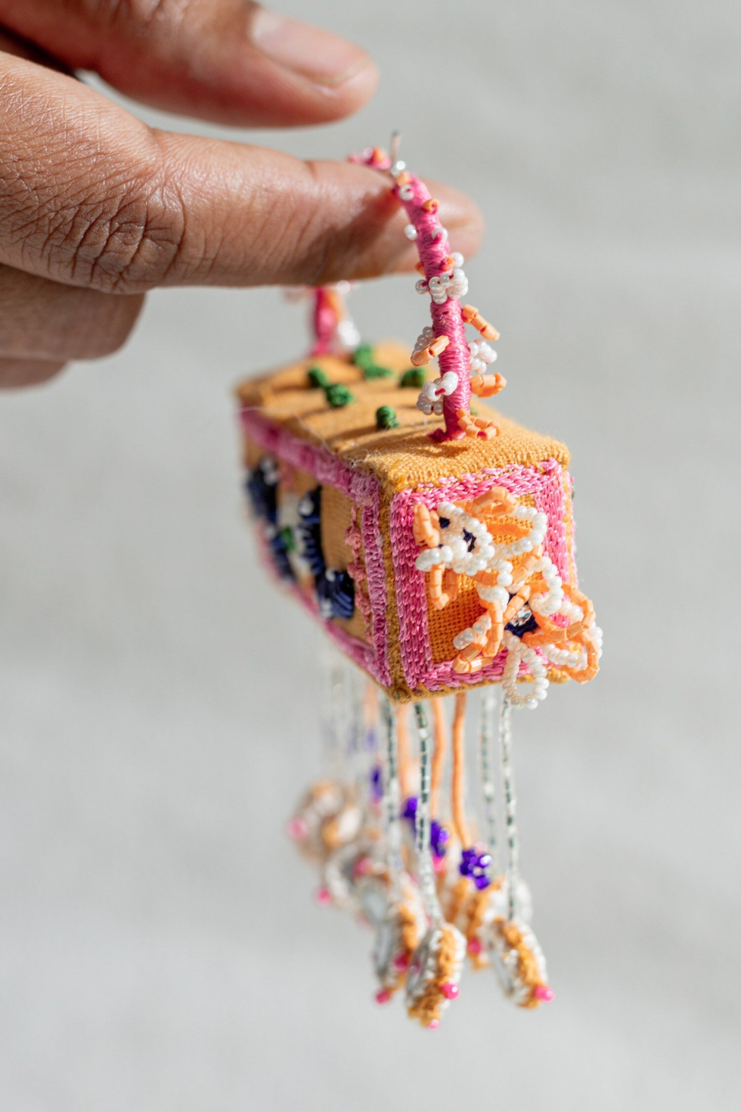 Maldives Cuboid Embroidered Earrings 