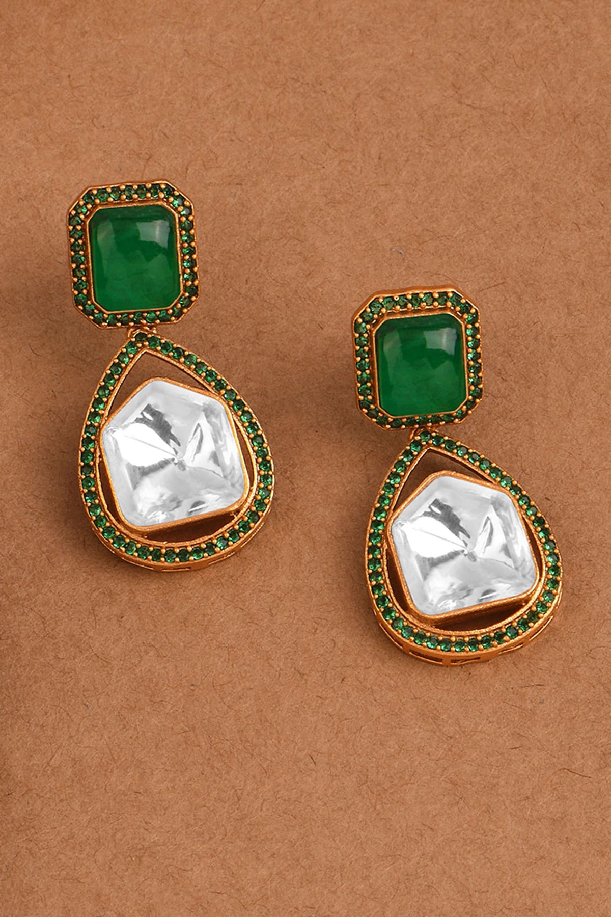 Polki Embellished Drop Earrings 